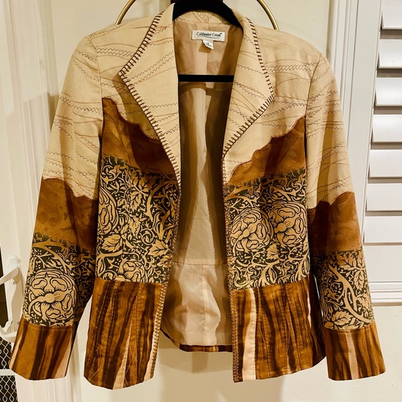 Coldwater Creek Jackets & Blazers - Coldwater Creek Women's Tan and Brown Patterned Blazer